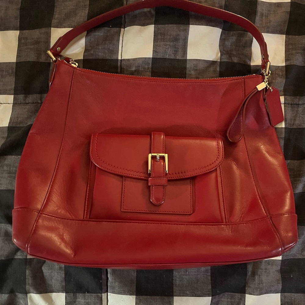 Red leather Coach purse